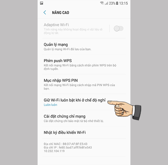 Chọn không báo giờ bật